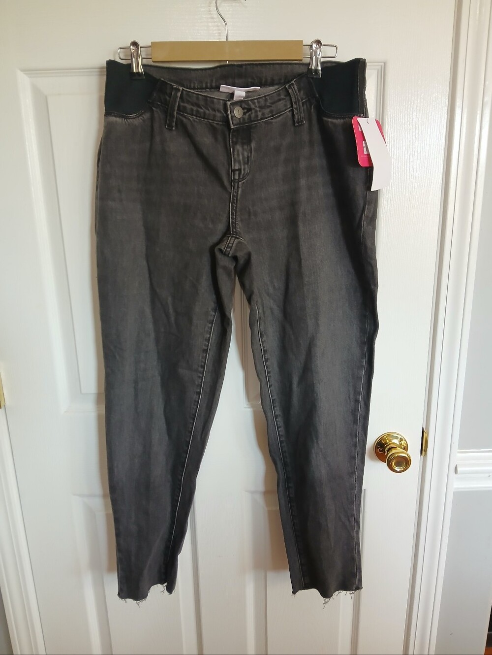 Isabel Maternity Women's Gray  Stretch Jeans Comfort Distressed Relaxed